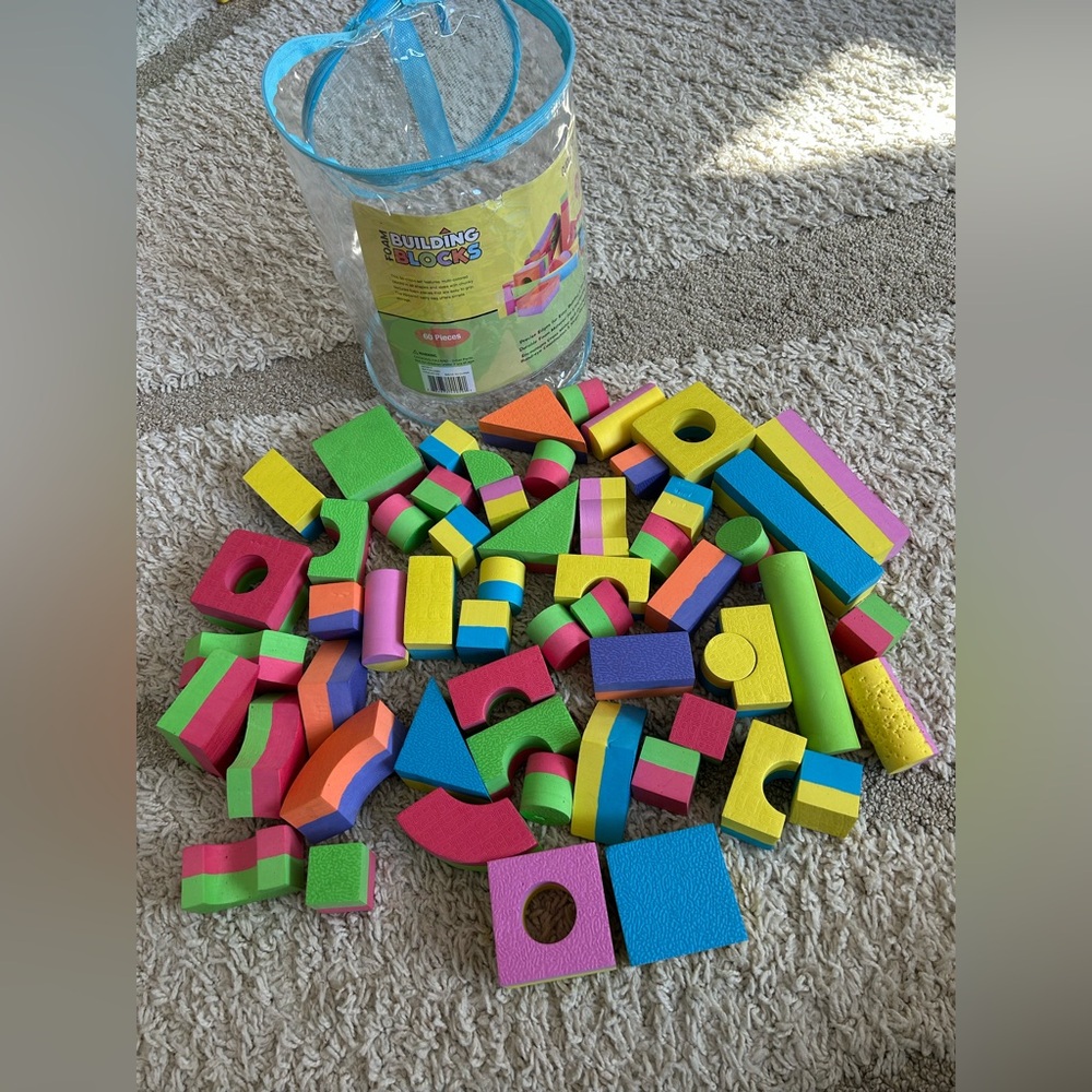 Click N’ Play foam building play blocks  57 pieces stacking shapes baby toddler